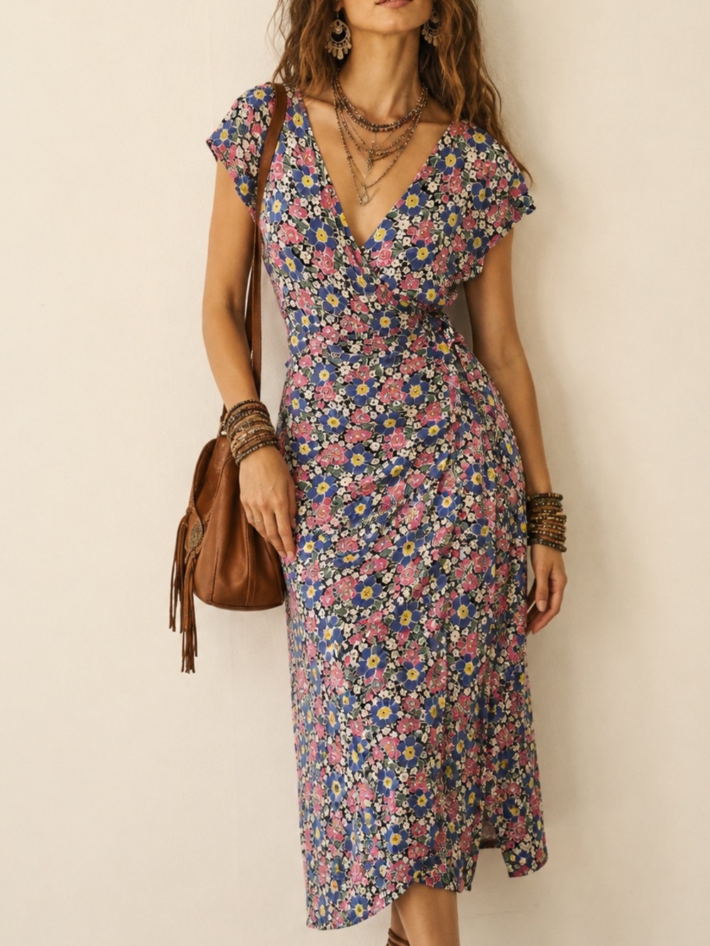 J. Crew Floral Wrap Rayon Dress Size Small